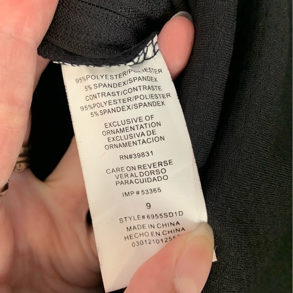 Sequin Hearts A Line Fit and Flare Belted Mini Dress Black and Tan Stripe 9 - Picture 11 of 11